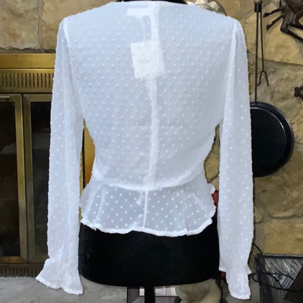 WHITE DOTTED SWISS CROPPED TOP - Picture 2 of 3